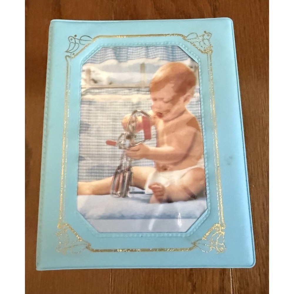 Baby Boy Photo Album 100 Slip in Pockets 3 1/2" x 5 1/4" Soft Padded Cover Blue